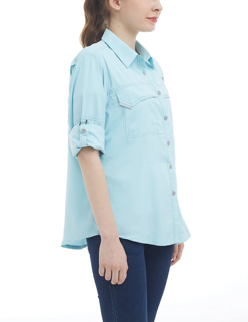 Little Donkey Andy Women's UPF 50+ UV Protection Shirt, Long Sleeve Fishing Shirt, Breathable and Fast Dry Blue XXL - Image 3